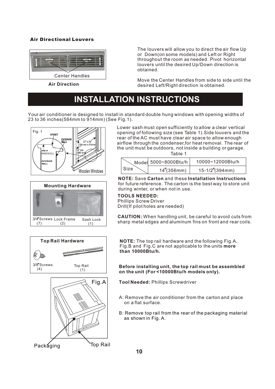 Т³гж 11, Installation instructions, Fig.a | Comfort-Aire RAD-123G User Manual | Page 11 / 18