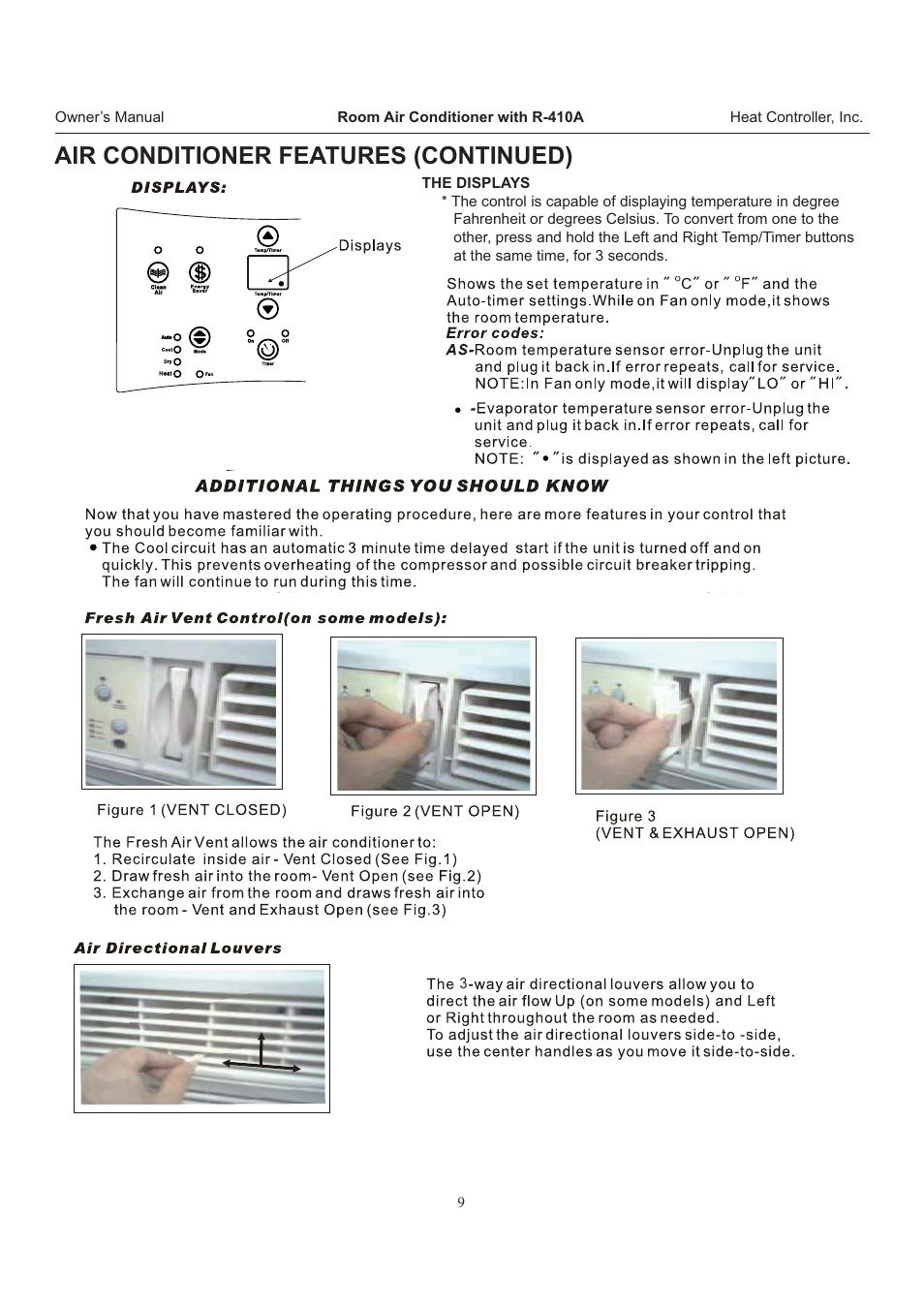 Air conditioner features (continued) | Comfort-Aire RAD-283J User Manual | Page 10 / 22