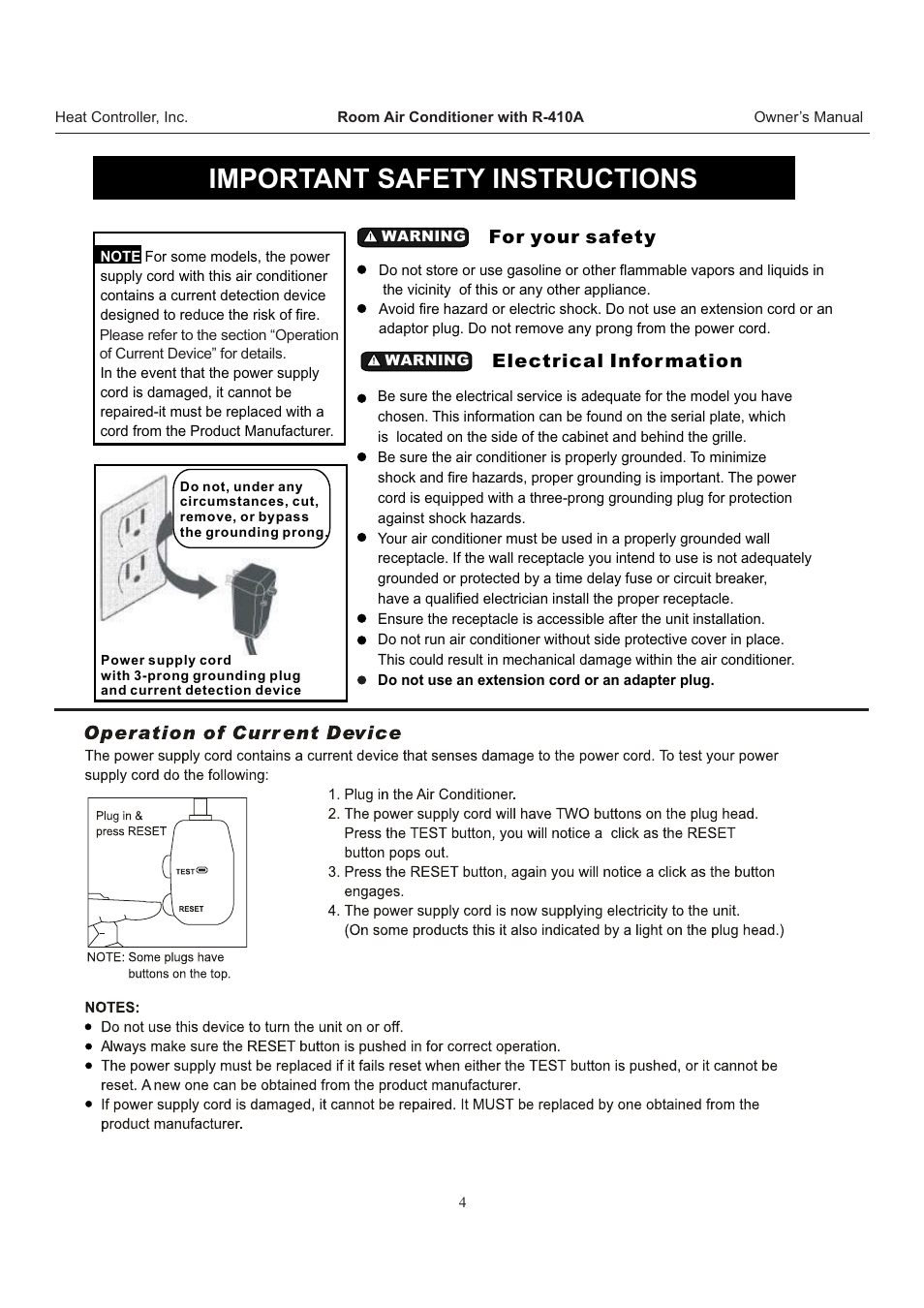 Important safety instructions | Comfort-Aire RAD-283J User Manual | Page 5 / 22