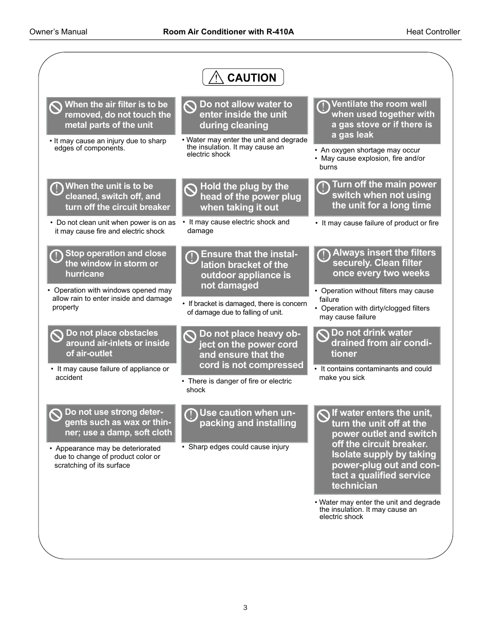 Caution | Comfort-Aire RAD-61L User Manual | Page 4 / 20