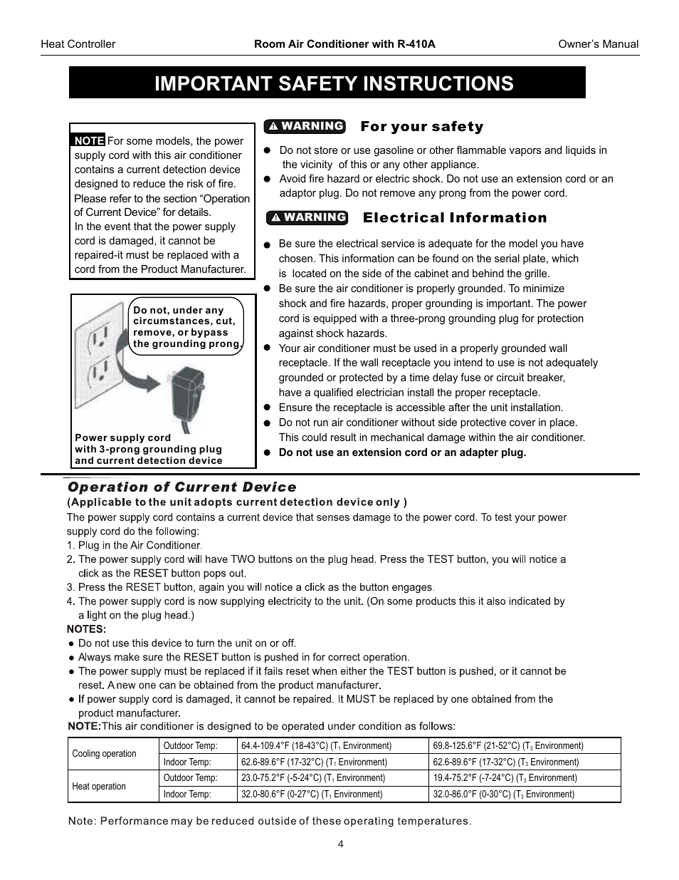 Important safety instructions, Caution | Comfort-Aire RAD-61L User Manual | Page 5 / 20