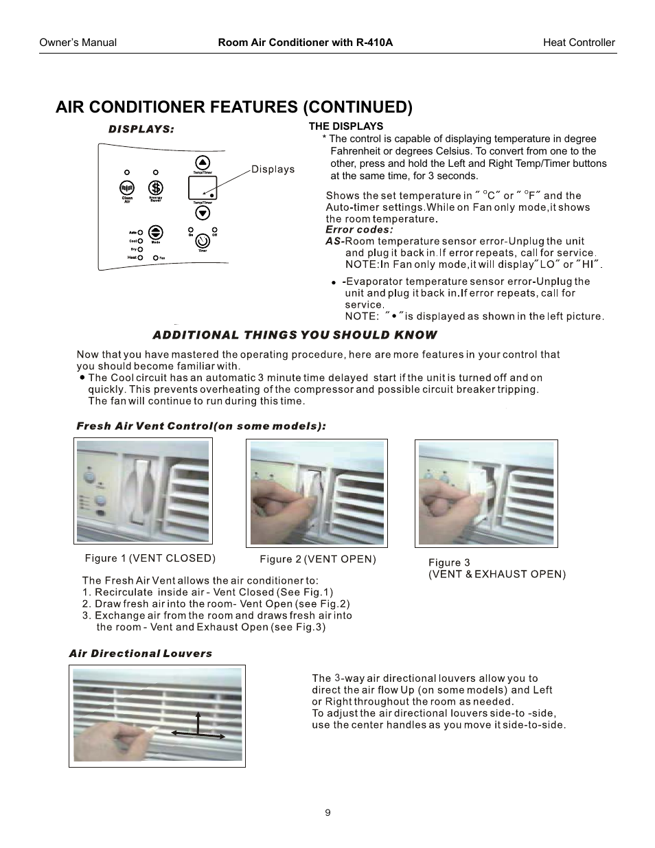 Air conditioner features (continued) | Comfort-Aire REG-253L User Manual | Page 10 / 22