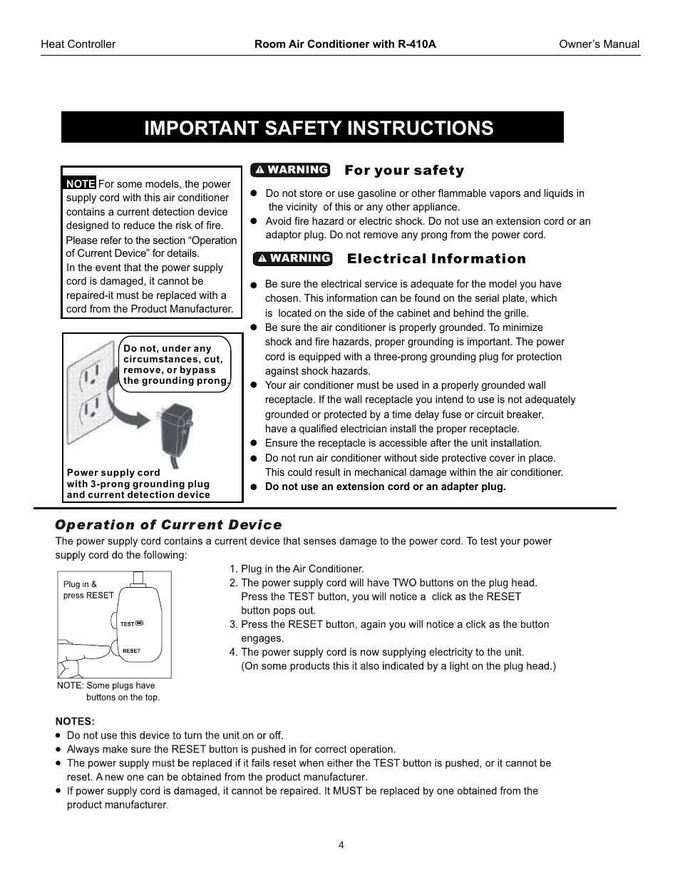 Important safety instructions | Comfort-Aire REG-253L User Manual | Page 5 / 22