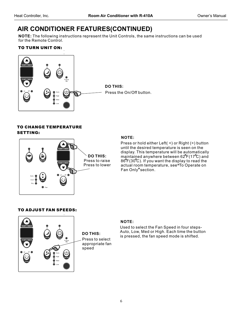 Air conditioner features(continued), Do this | Comfort-Aire RADS-253G User Manual | Page 7 / 20