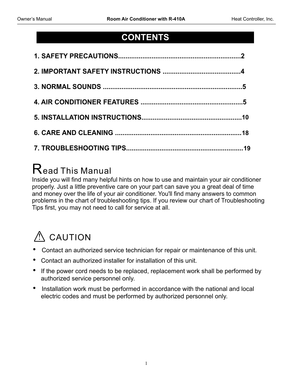 Comfort-Aire REG-253G User Manual | Page 2 / 19