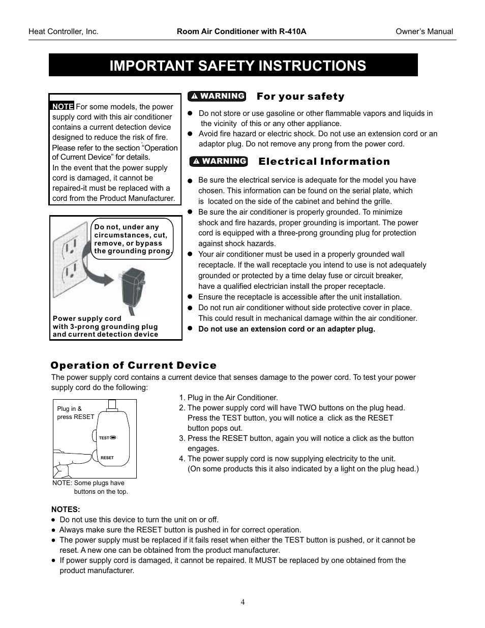Important safety instructions | Comfort-Aire REG-253G User Manual | Page 5 / 19