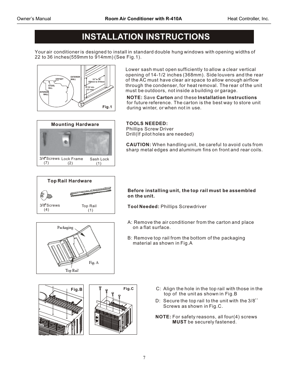 Installation instructions | Comfort-Aire RG-51G User Manual | Page 8 / 14