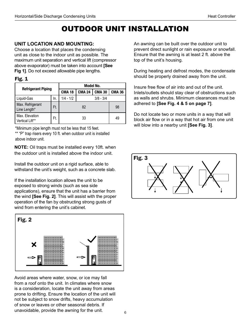 Outdoor unit installation | Comfort-Aire CMA36SB-1 User Manual | Page 6 / 13