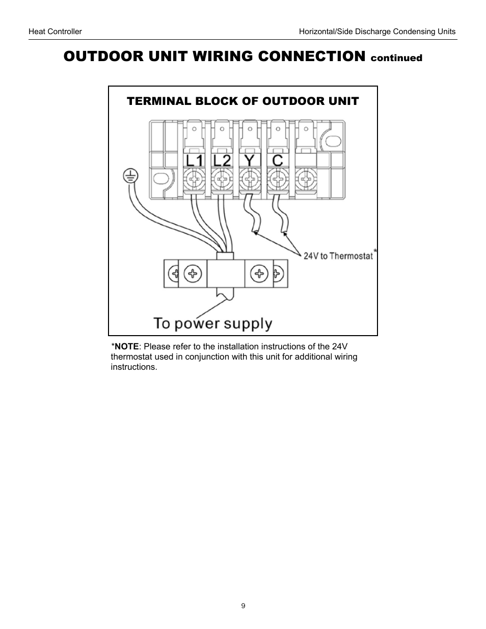 Outdoor unit wiring connection | Comfort-Aire CMA36SB-1 User Manual | Page 9 / 13