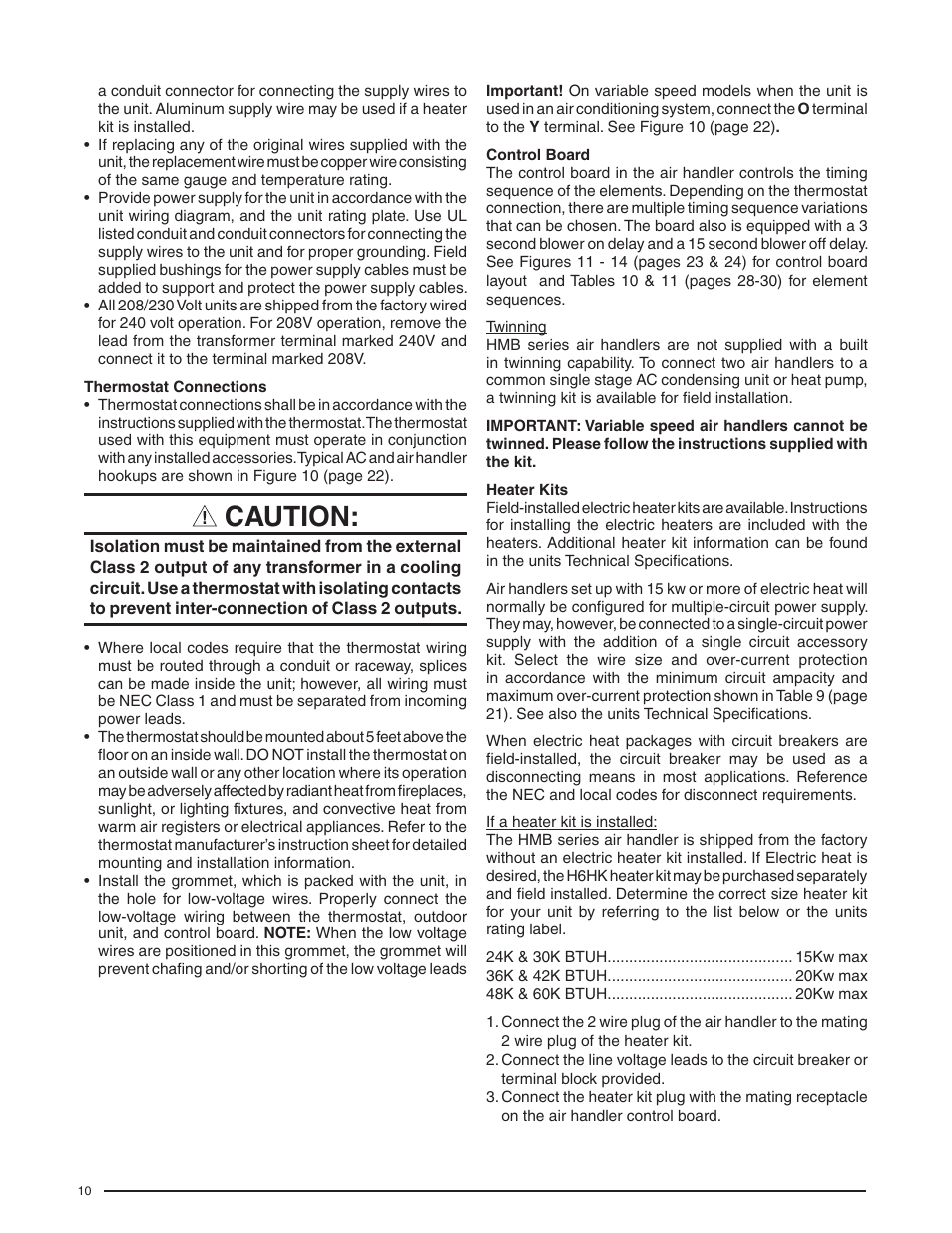 Caution | Comfort-Aire HMB**V*1E SERIES User Manual | Page 10 / 32