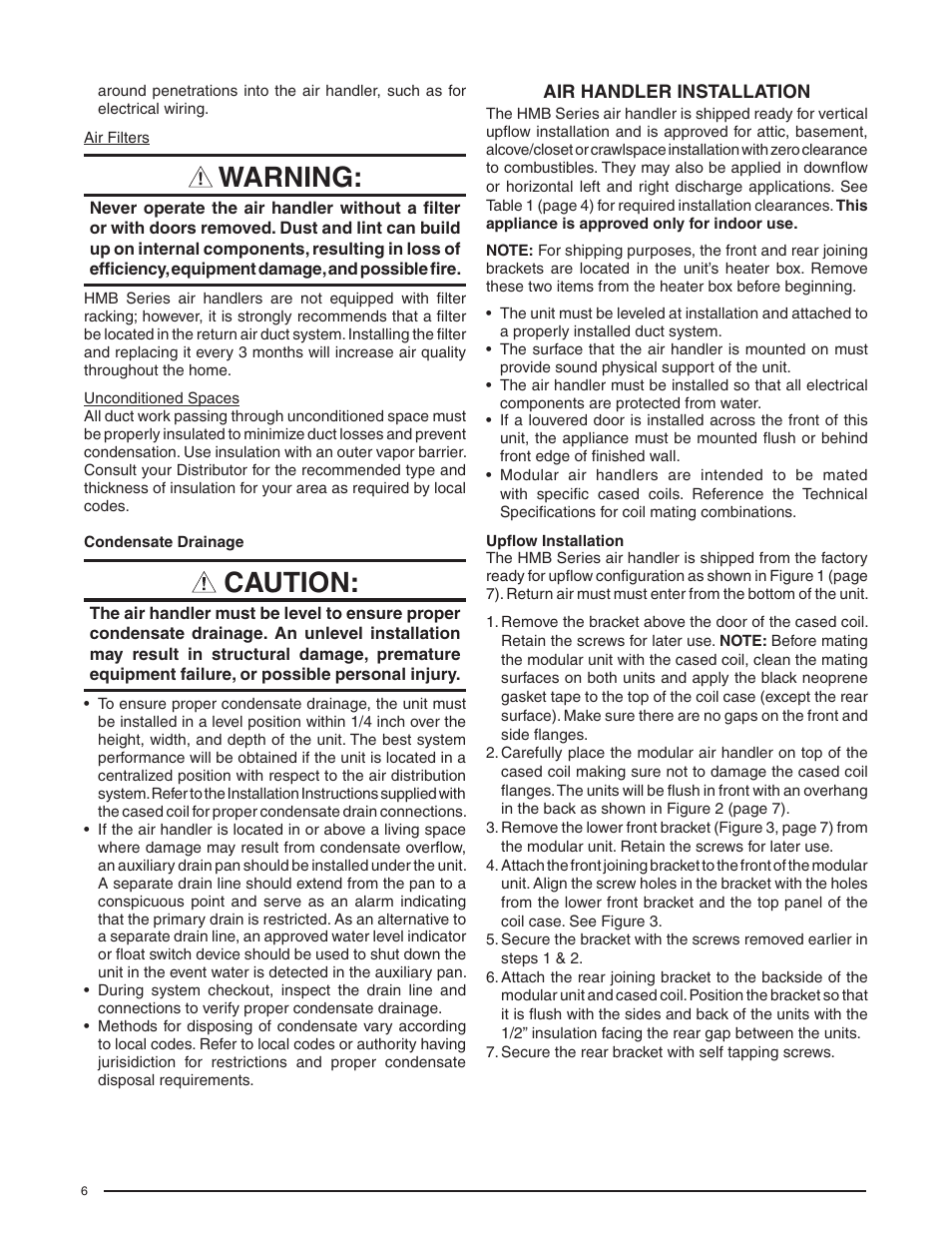 Warning, Caution | Comfort-Aire HMB**V*1E SERIES User Manual | Page 6 / 32