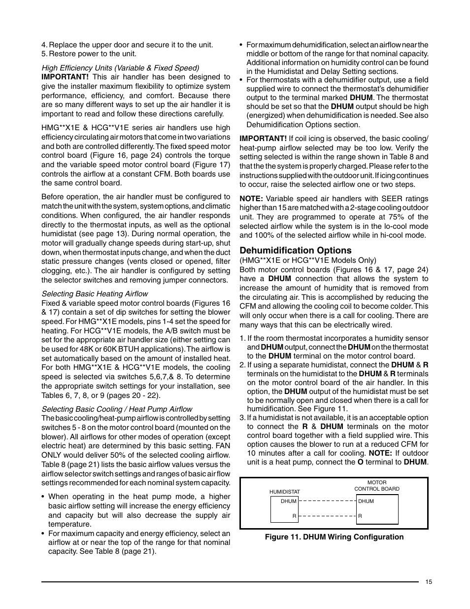 Dehumidification options | Comfort-Aire HCG**V1E Series User Manual | Page 15 / 32