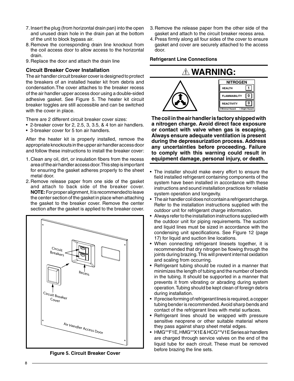Warning | Comfort-Aire HCG**V1E Series User Manual | Page 8 / 32