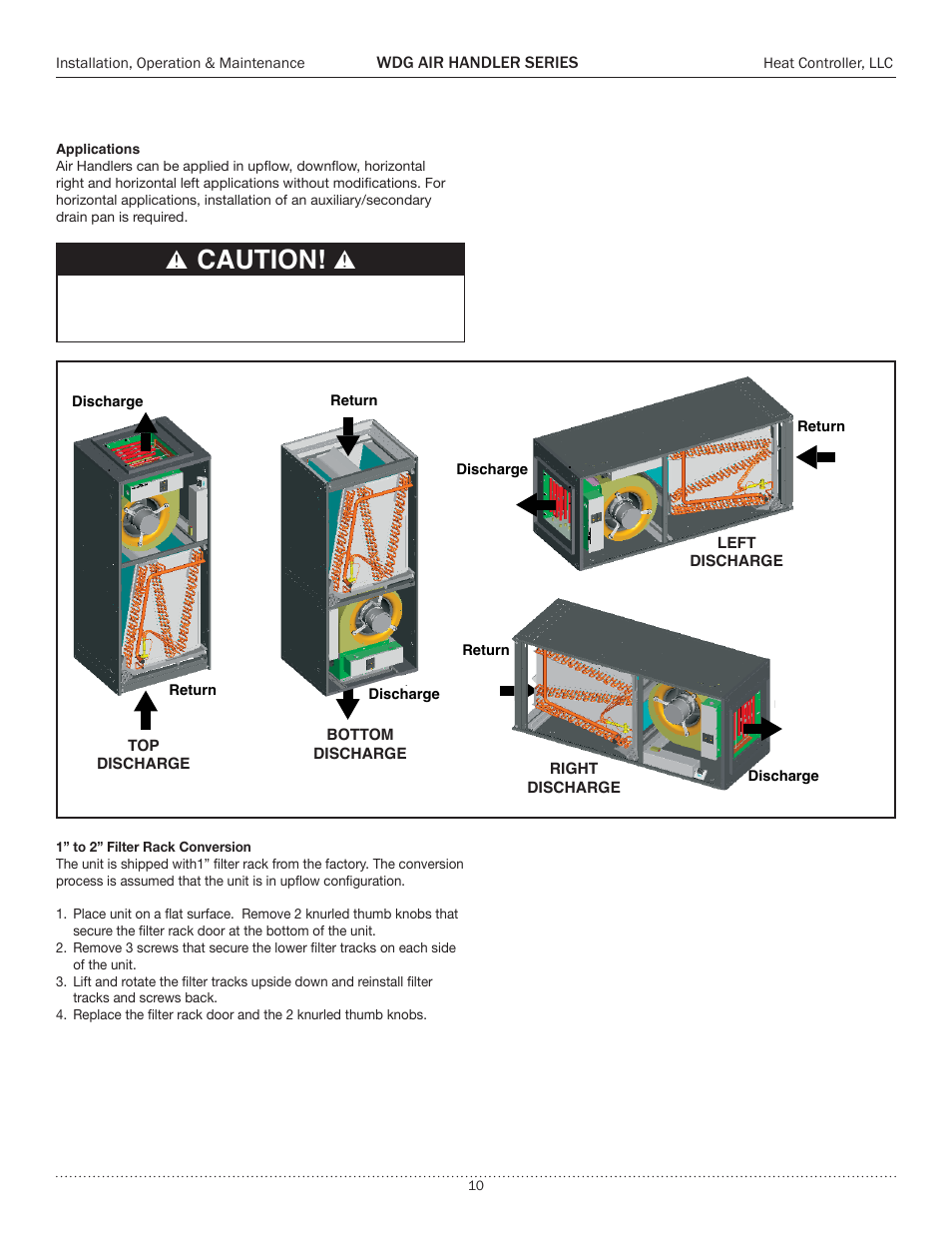 Installation, Caution | Comfort-Aire WDG Air Handler Series User Manual | Page 10 / 24