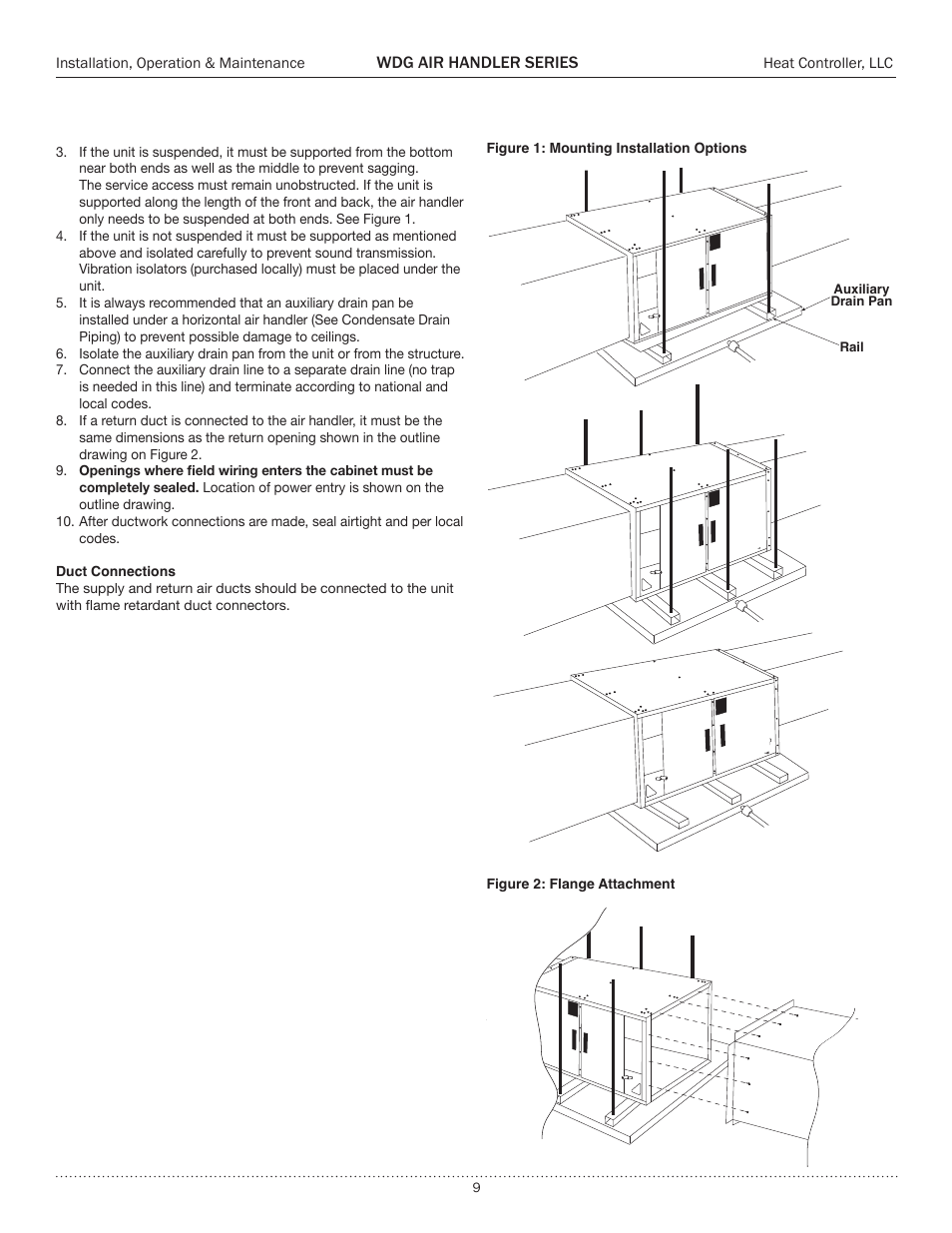 Installation | Comfort-Aire WDG Air Handler Series User Manual | Page 9 / 24