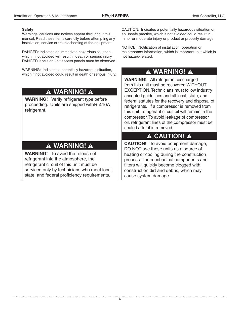 Ѥ warning! ѥ, Ѥ warning! ѥ ѥ caution! ѥ | Comfort-Aire HEH Series 2 to 5 Tons User Manual | Page 4 / 46