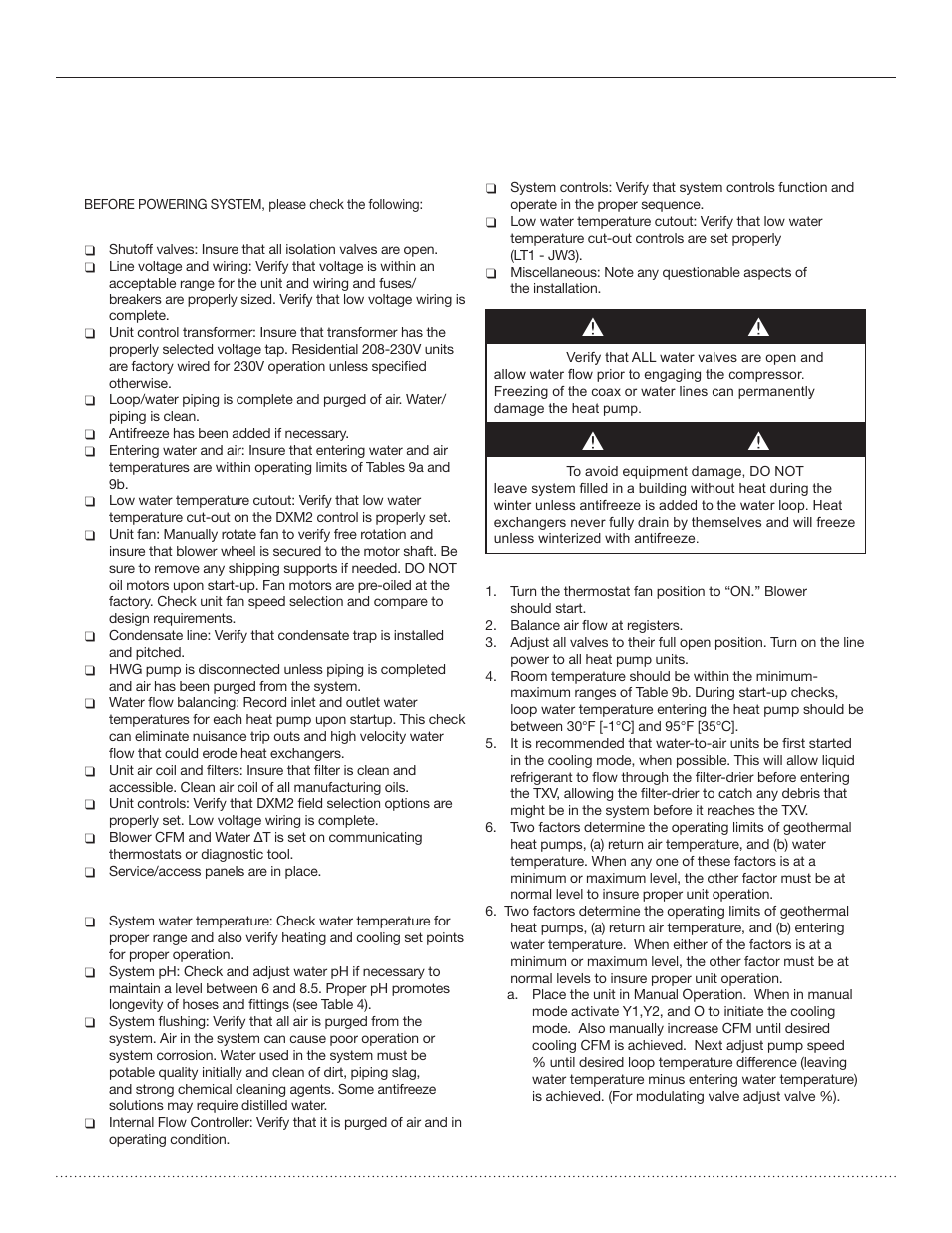 Unit start-up and operating conditions, Caution! caution | Comfort-Aire HTS Series Split System,Two Stage, 2-5 Tons User Manual | Page 30 / 44