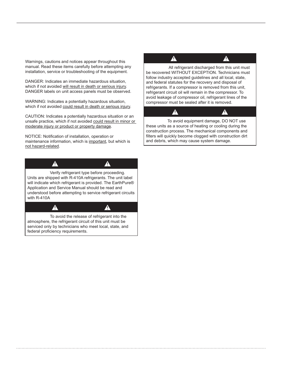 Safety, Warning, Caution | Comfort-Aire HTS Series Split System,Two Stage, 2-5 Tons User Manual | Page 4 / 44