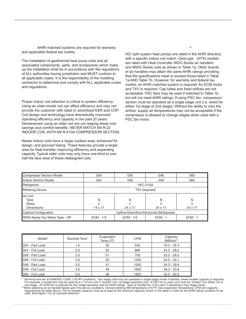 Equipment selection, Hts series split system | Comfort-Aire HTS Series Split System,Two Stage, 2-5 Tons User Manual | Page 6 / 44