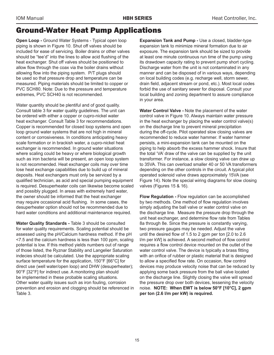 Ground-water heat pump applications | Comfort-Aire HBH Series 6-10 Tons User Manual | Page 16 / 46