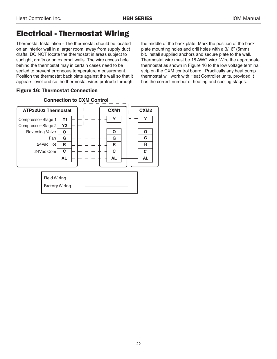 Electrical - thermostat wiring | Comfort-Aire HBH Series 6-10 Tons User Manual | Page 23 / 46