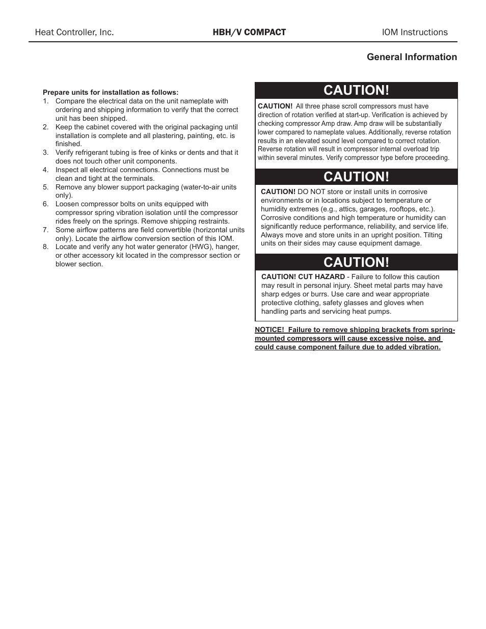 Caution | Comfort-Aire HBH Series 1/2 to 5 Ton User Manual | Page 5 / 43