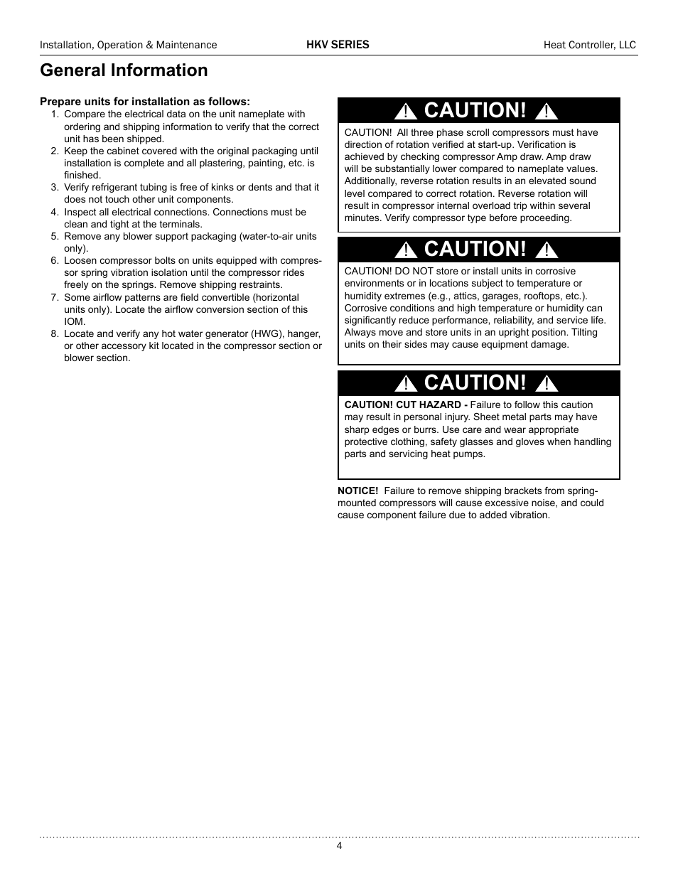 Caution, General information | Comfort-Aire HKV300A User Manual | Page 5 / 64