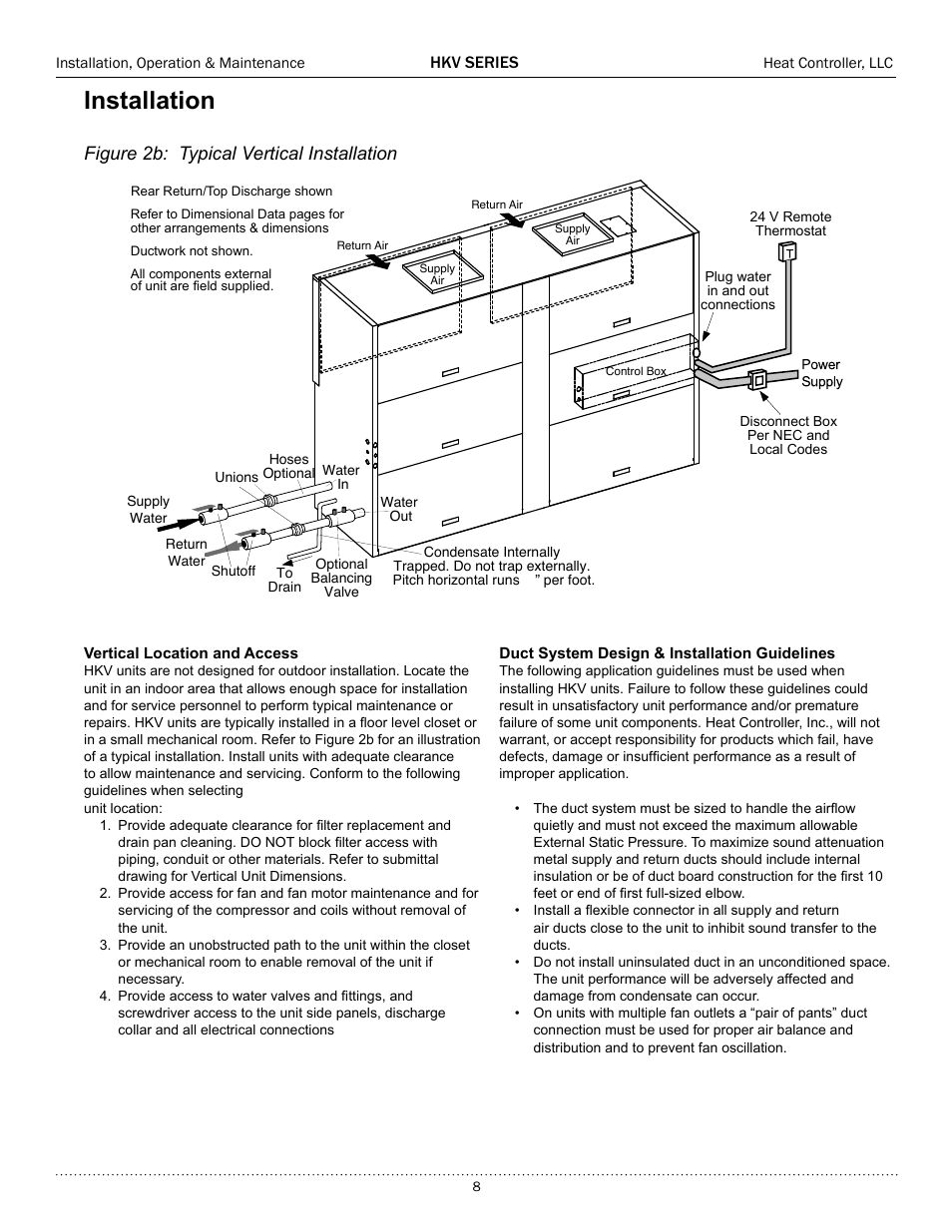 Installation, Figure 2b: typical vertical installation | Comfort-Aire HKV300A User Manual | Page 9 / 64