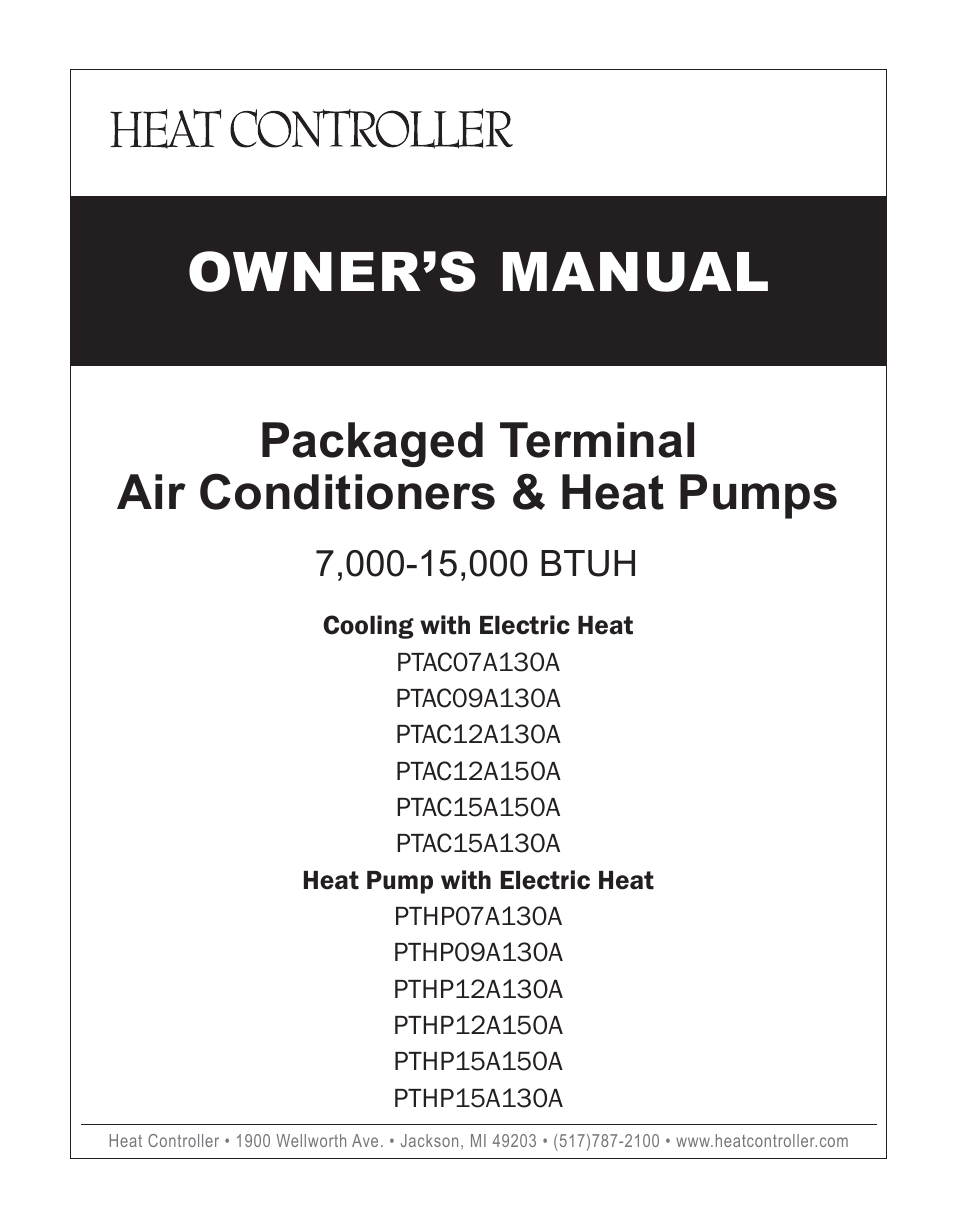 Comfort-Aire PTHP15A130A User Manual | 16 pages