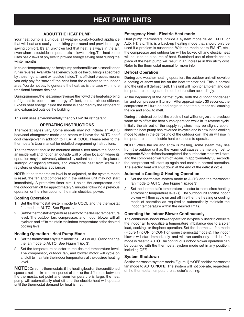 Heat pump units | Comfort-Aire TPRG Series User Manual | Page 7 / 8
