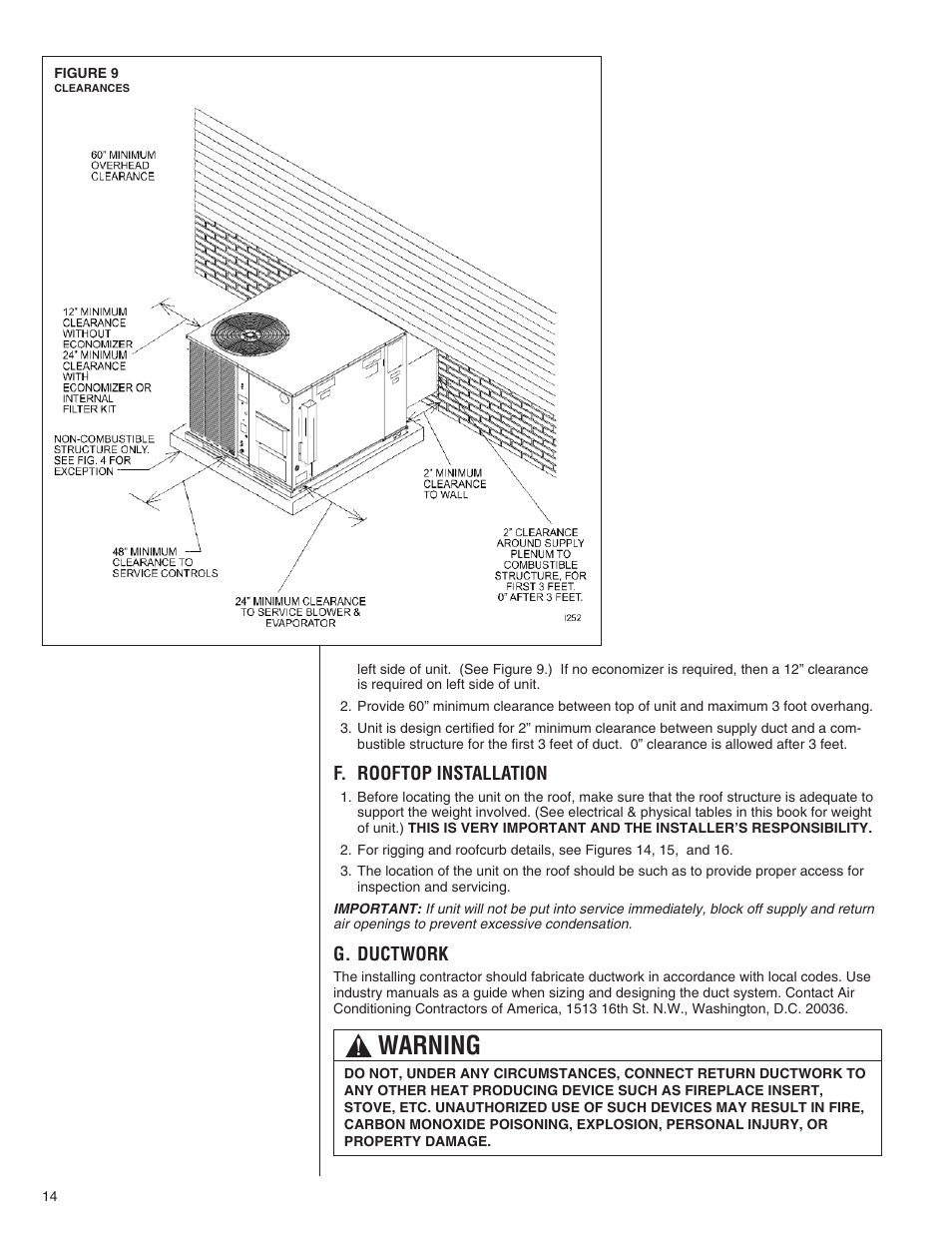 Warning | Comfort-Aire TGRG Series for R-410A User Manual | Page 14 / 64