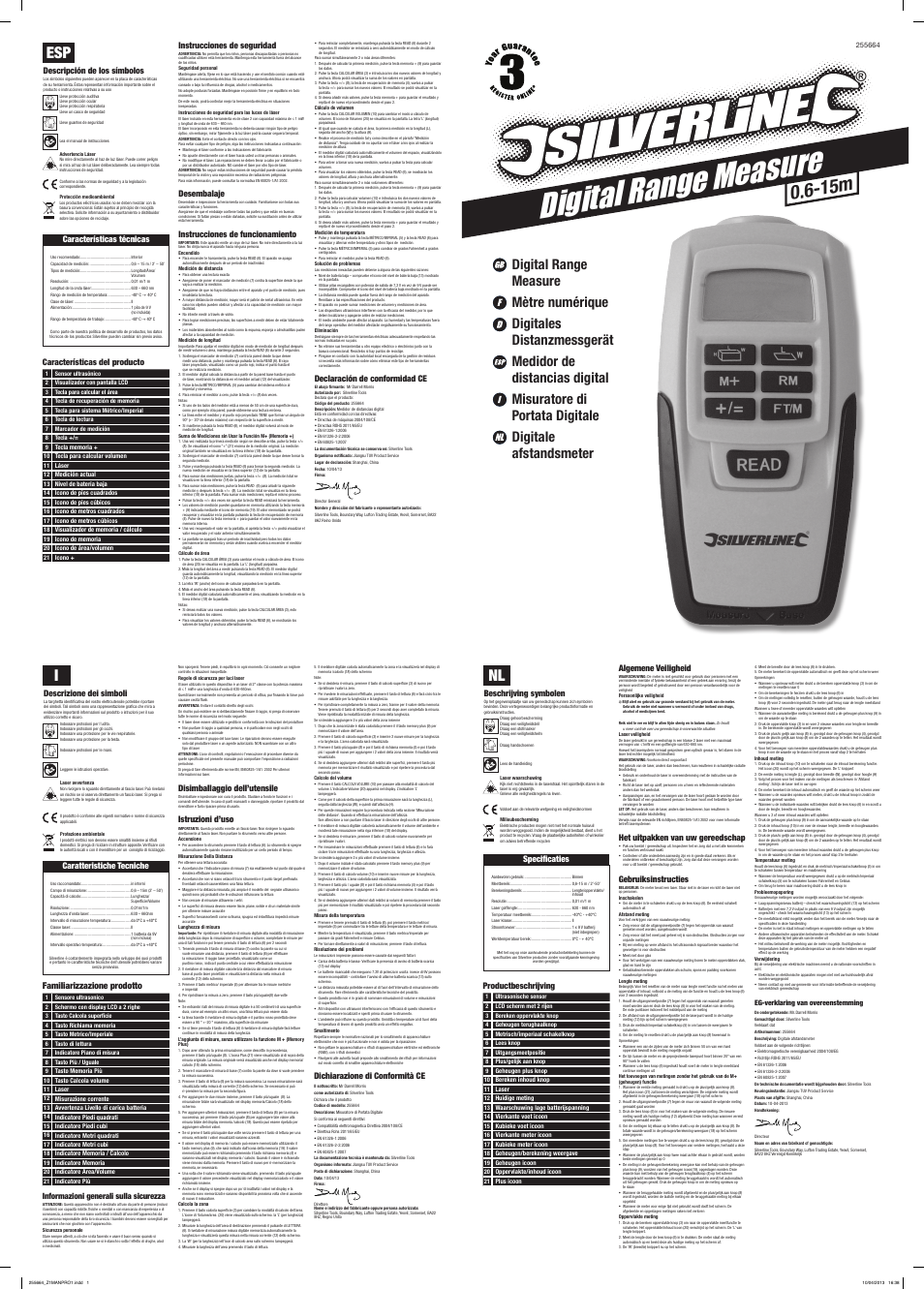 Silverline Digital Range Measure User Manual | 2 pages