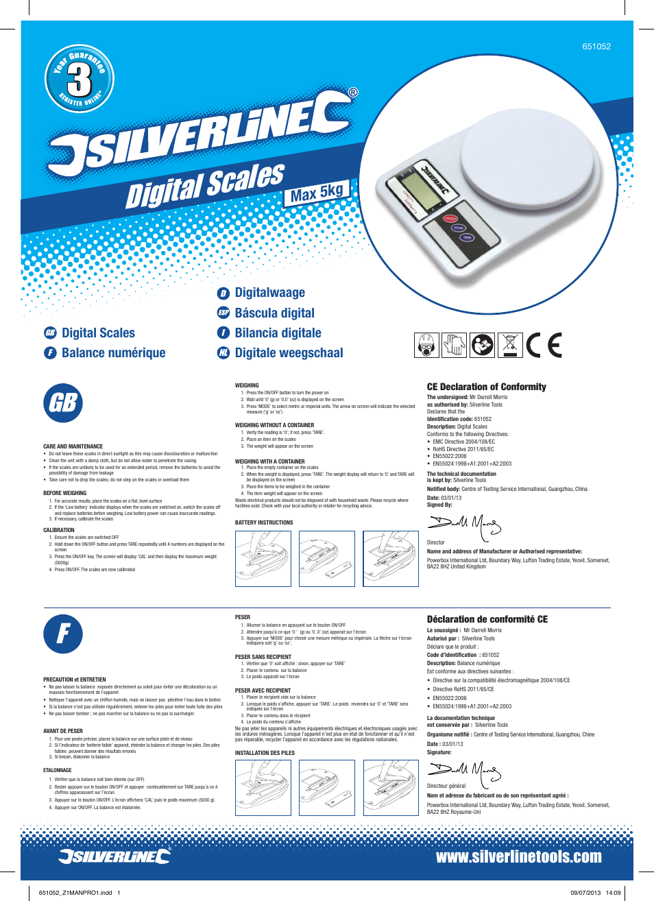 Silverline Digital Scales User Manual | 2 pages