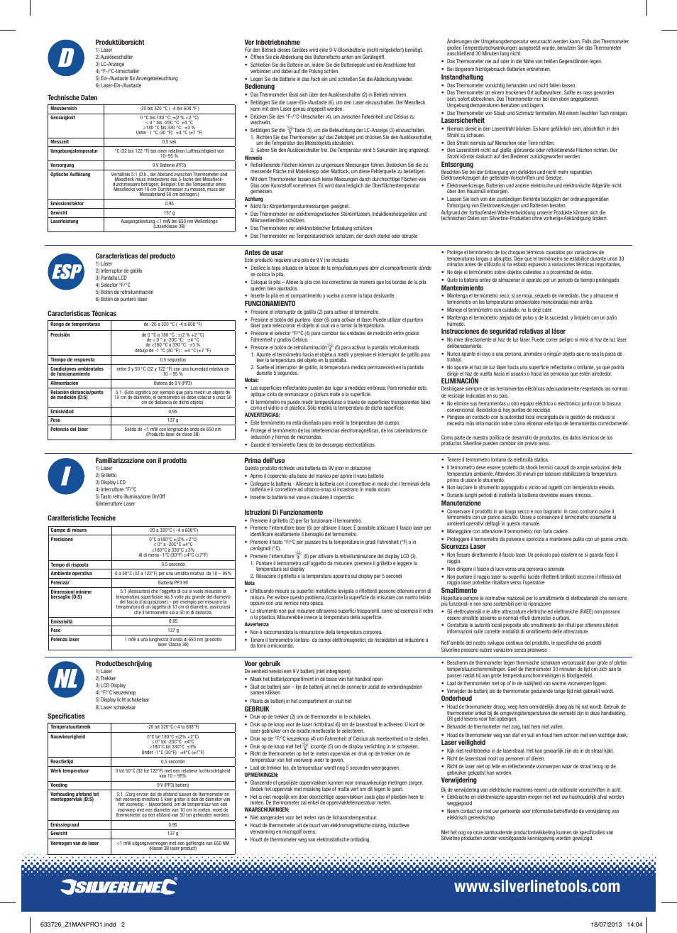 Silverline Laser Infrared Thermometer User Manual | Page 2 / 2