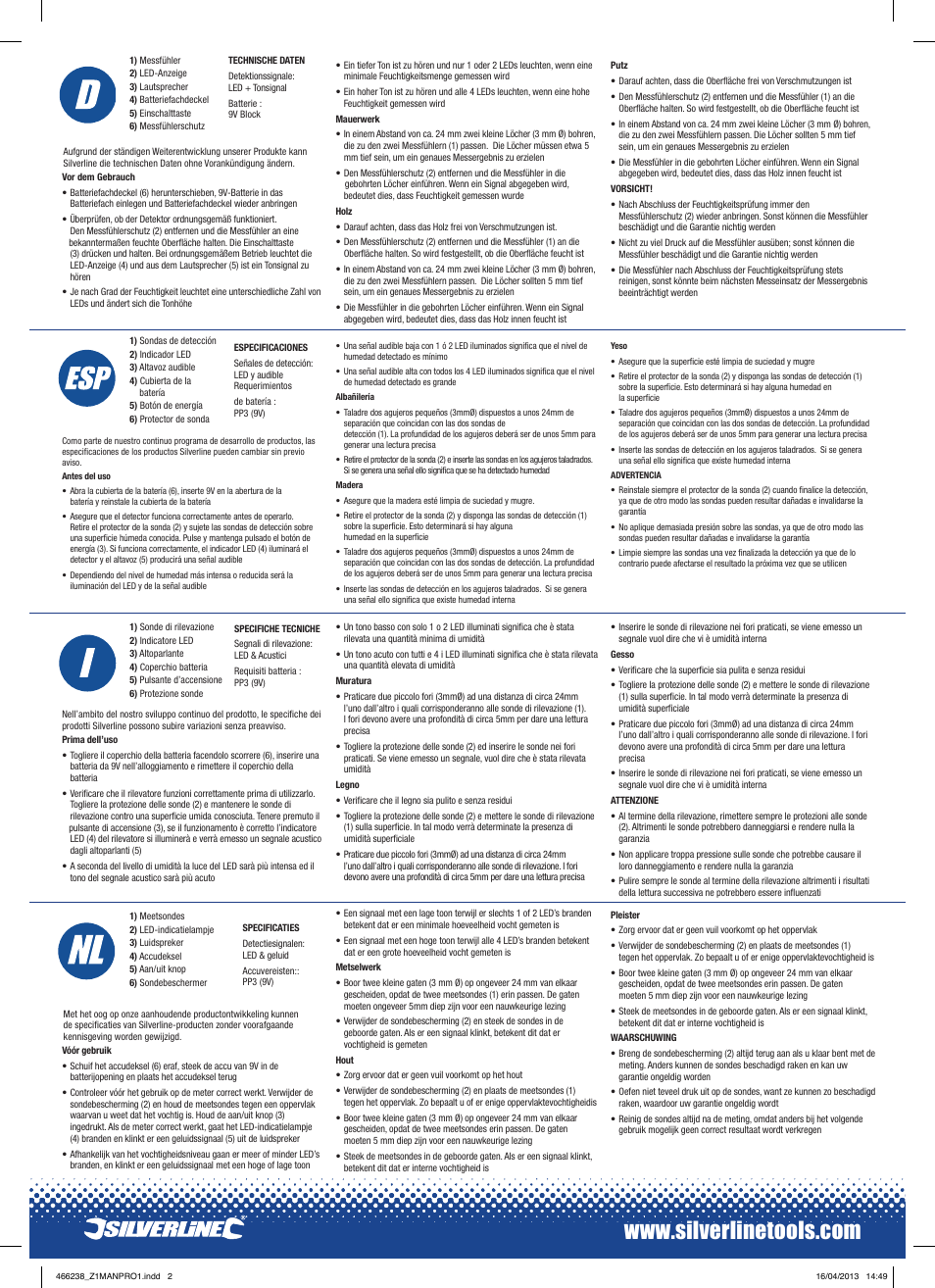 Silverline Damp Detector User Manual | Page 2 / 2