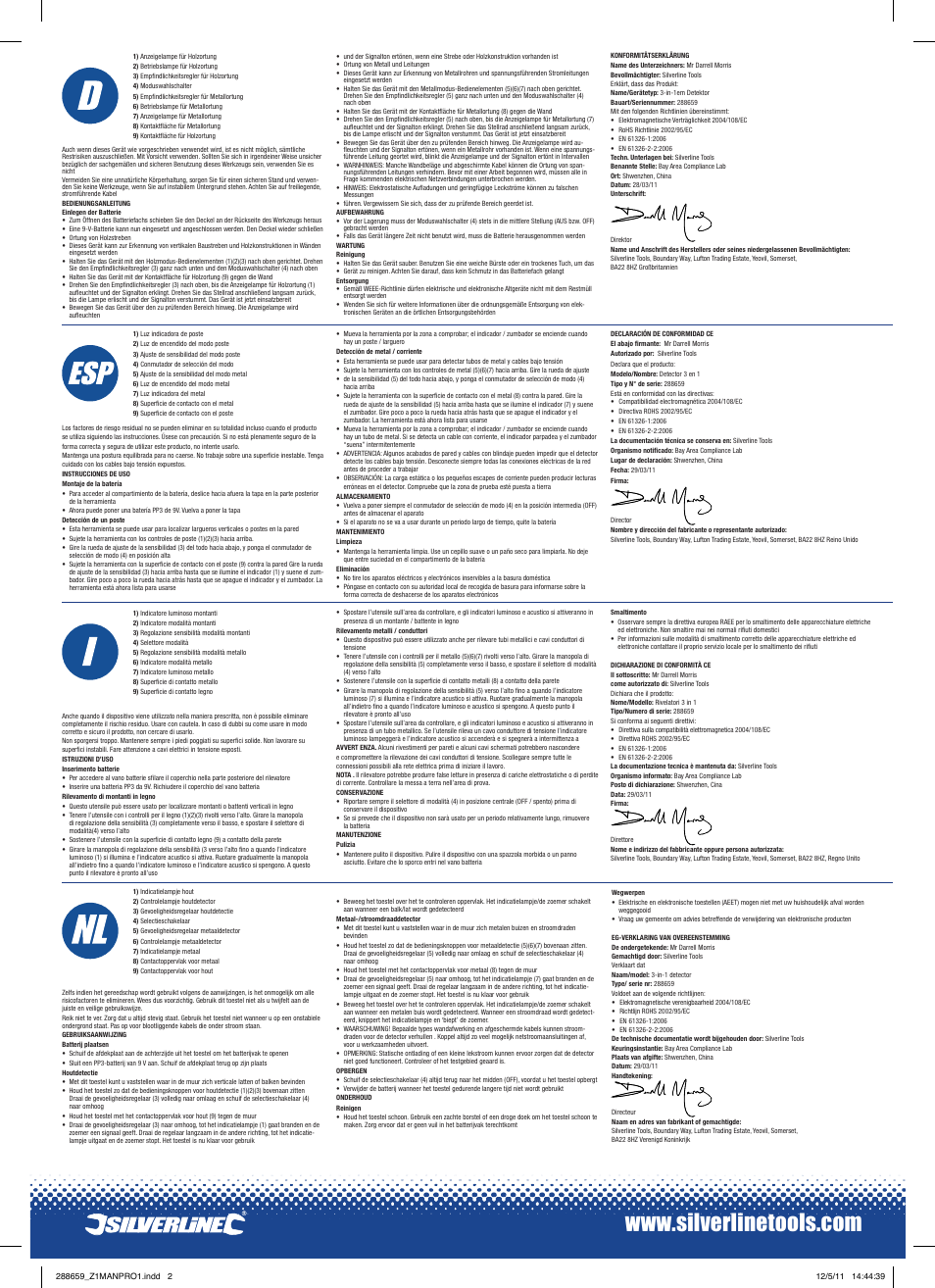 Silverline 3-in-1 Detector User Manual | Page 2 / 2