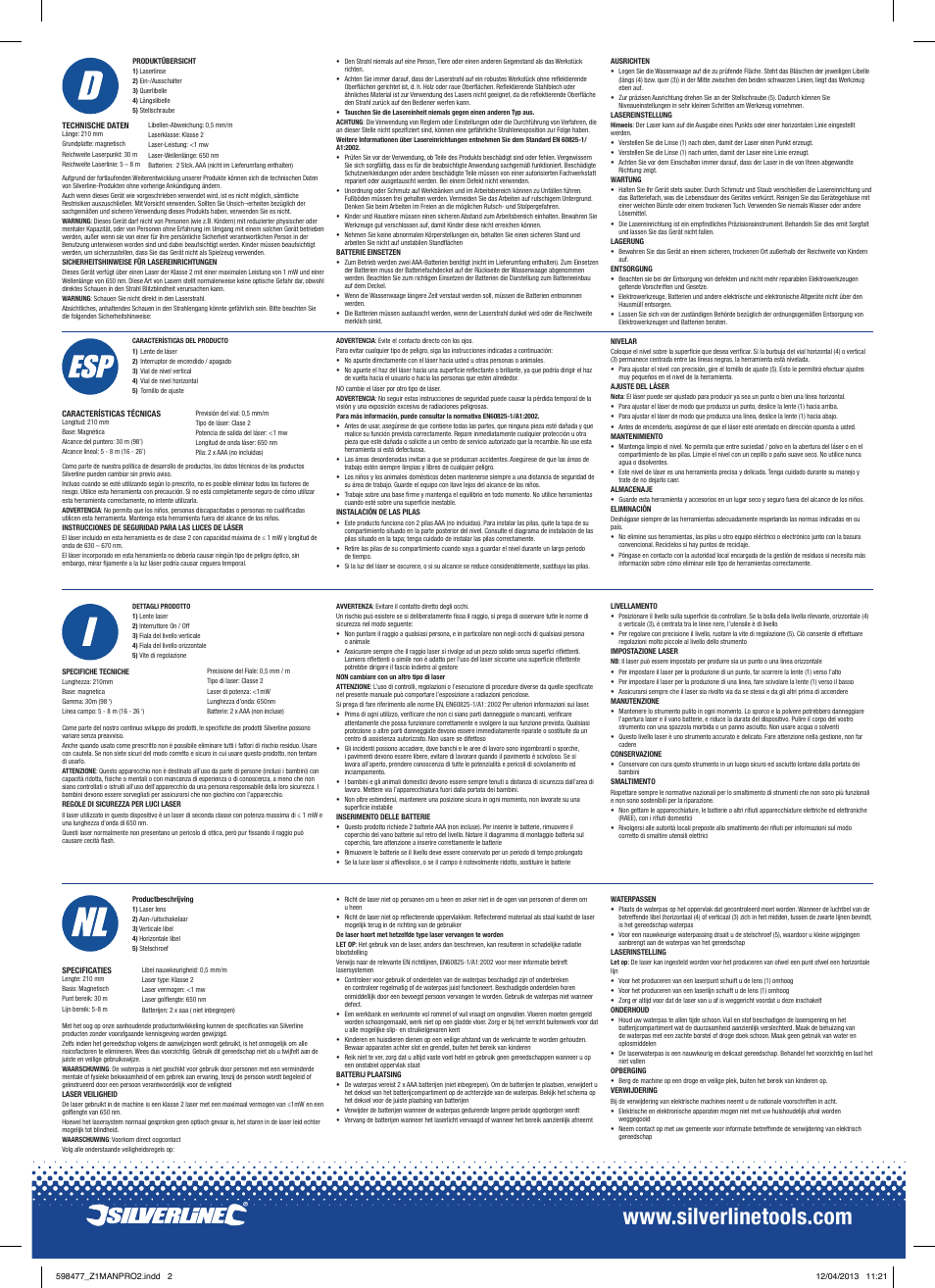 Silverline Mini Laser Level User Manual | Page 2 / 2
