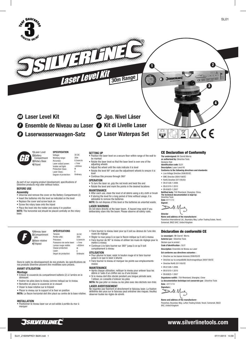 Silverline Laser Level Kit User Manual | 2 pages