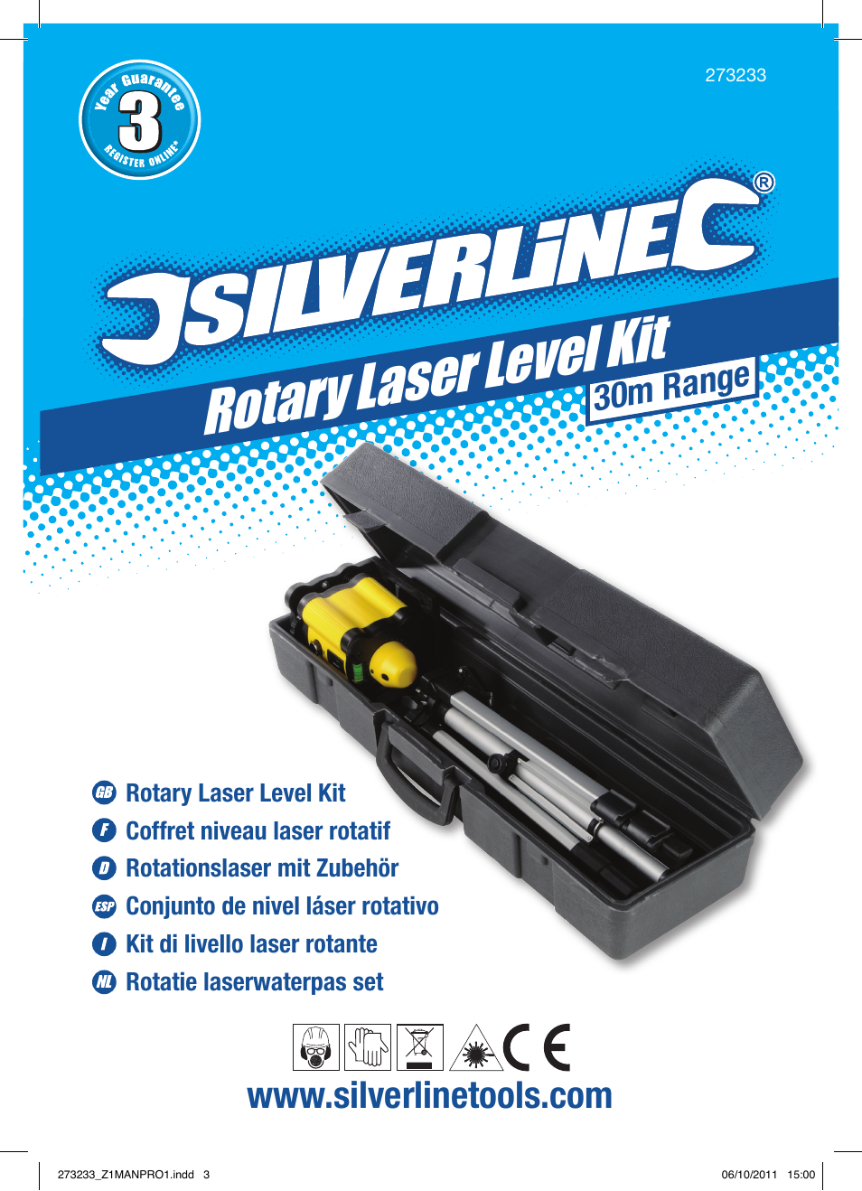 Rotary laser level kit, 30m range | Silverline Rotary Laser Level Kit User Manual | Page 2 / 28