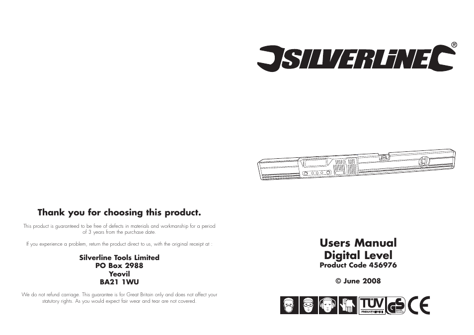 Silverline Digital Level User Manual | 2 pages