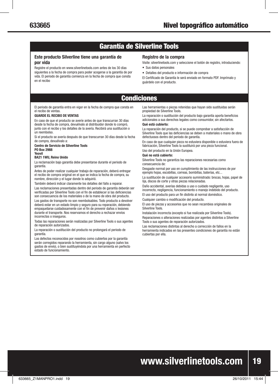 Silverline Automatic Optical Level User Manual | Page 20 / 28