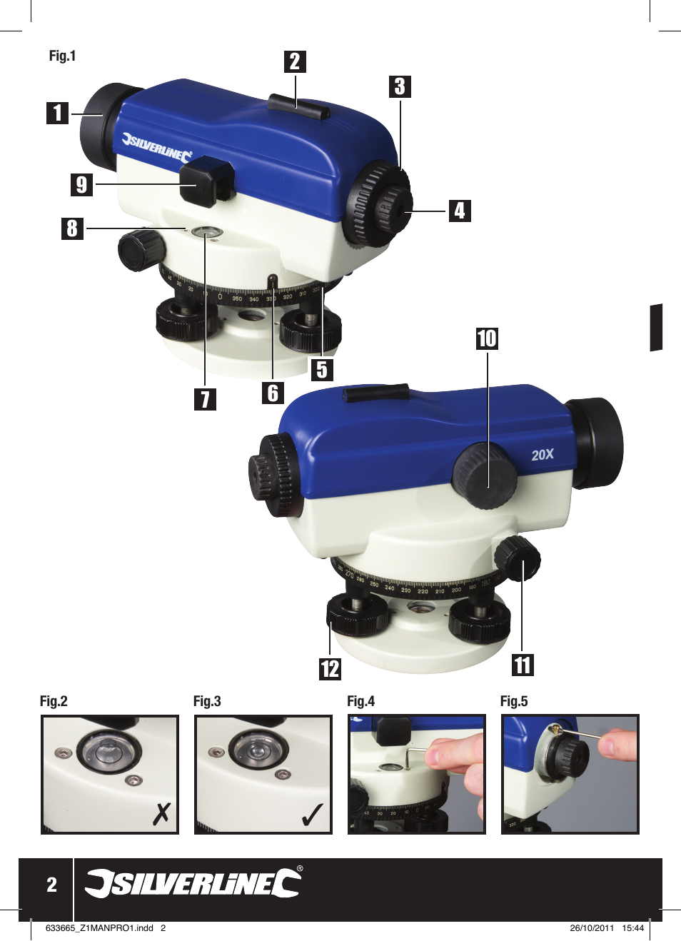 Automatic optical level | Silverline Automatic Optical Level User Manual | Page 3 / 28