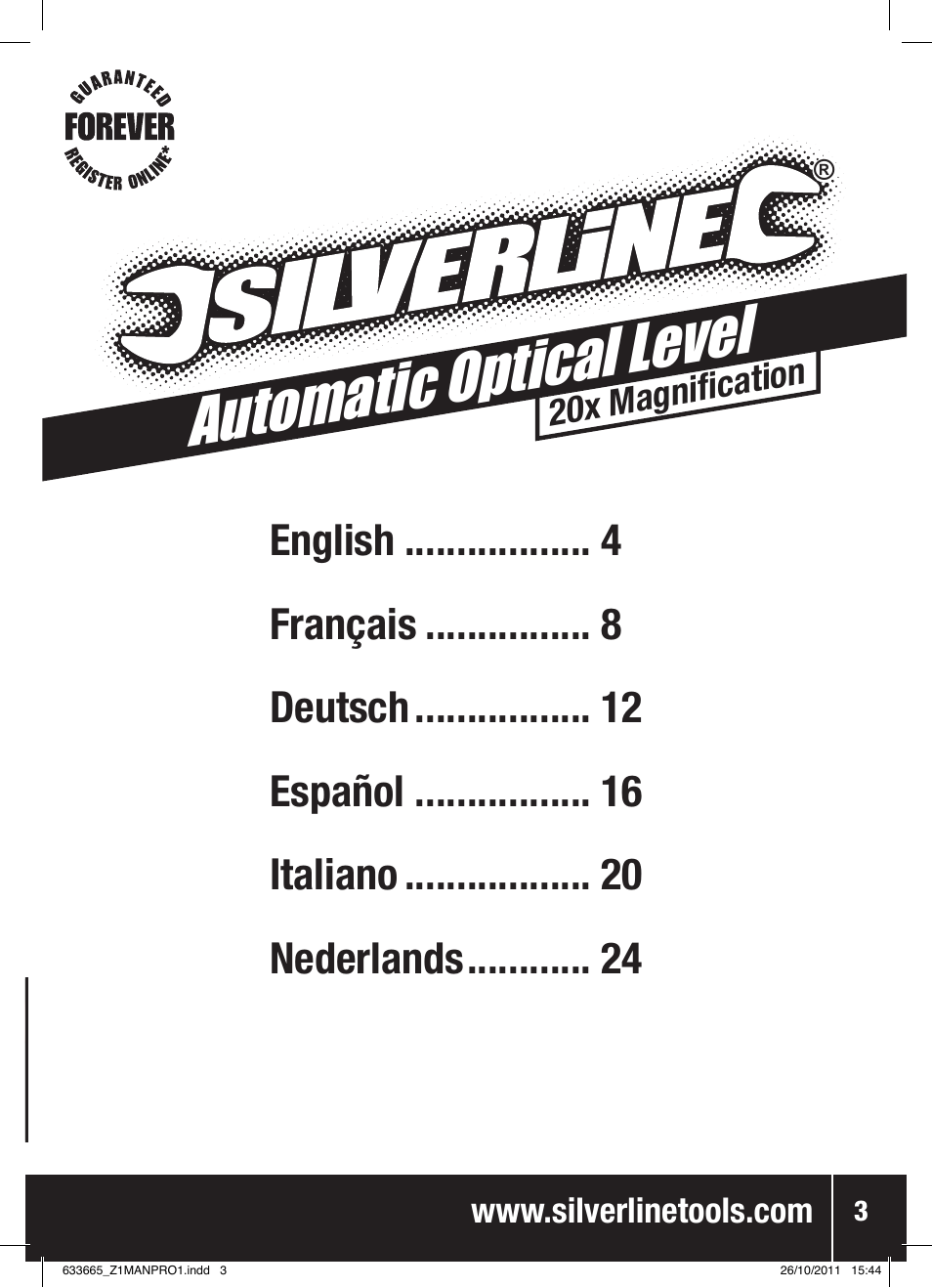 Automatic optical level | Silverline Automatic Optical Level User Manual | Page 4 / 28