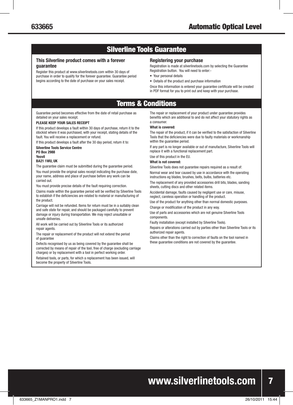 Silverline Automatic Optical Level User Manual | Page 8 / 28