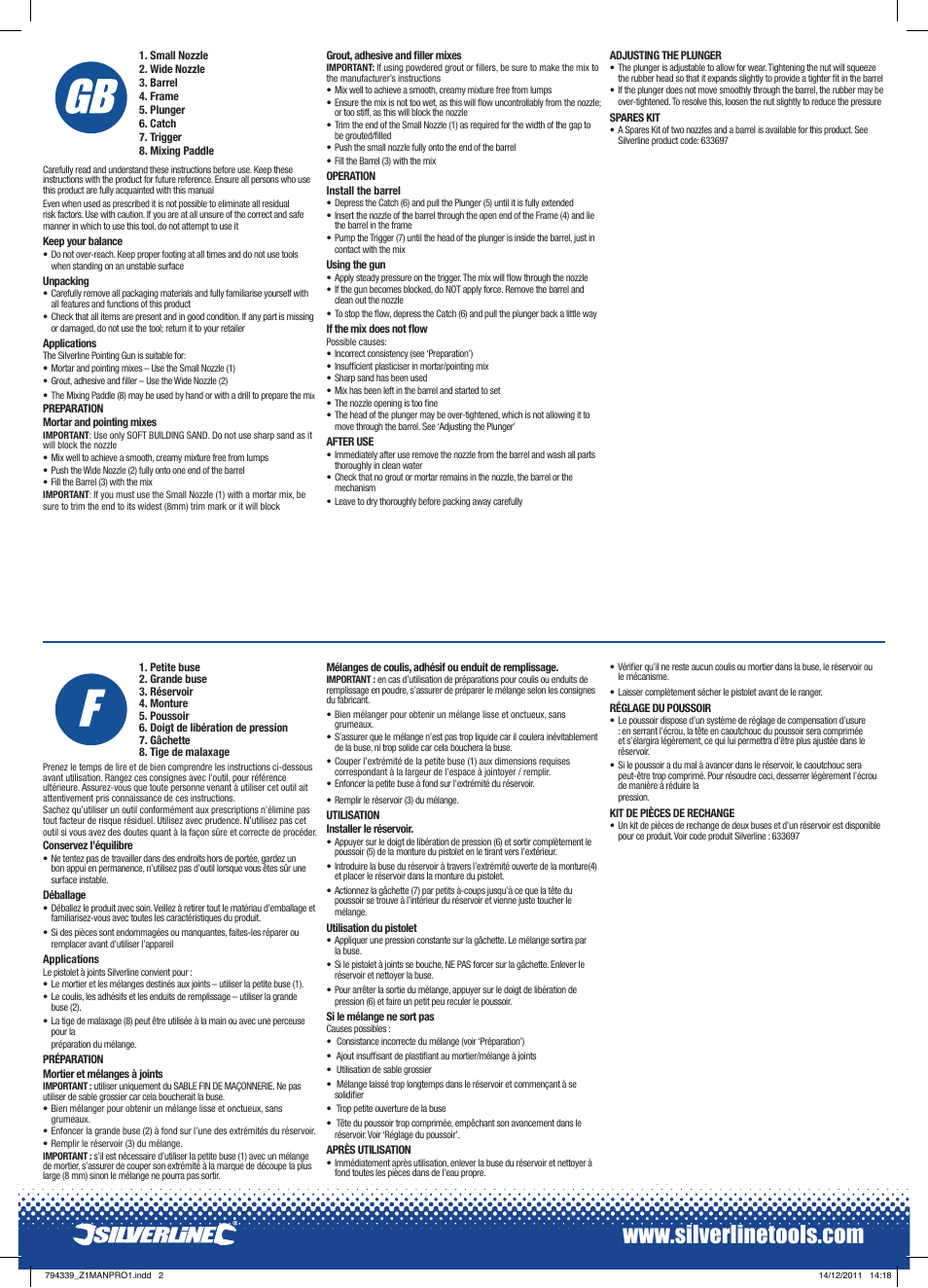 Silverline Pointing Gun Kit User Manual | Page 2 / 4