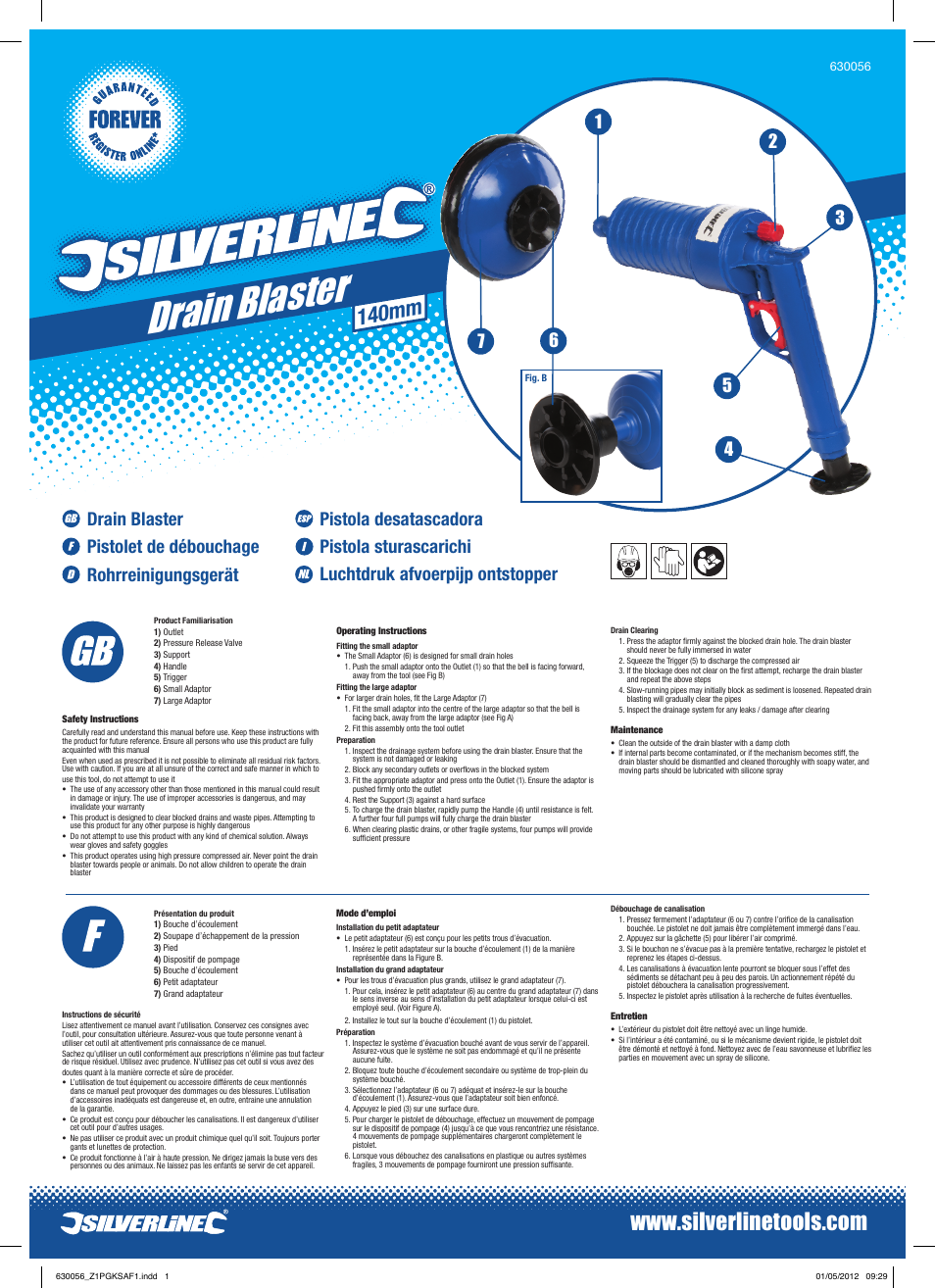 Silverline Drain Blaster User Manual | 2 pages