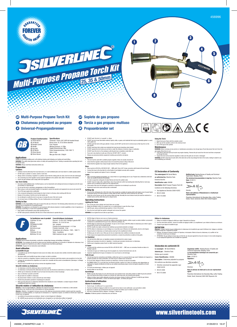 Silverline Multi-Purpose Propane Torch Kit User Manual | 2 pages