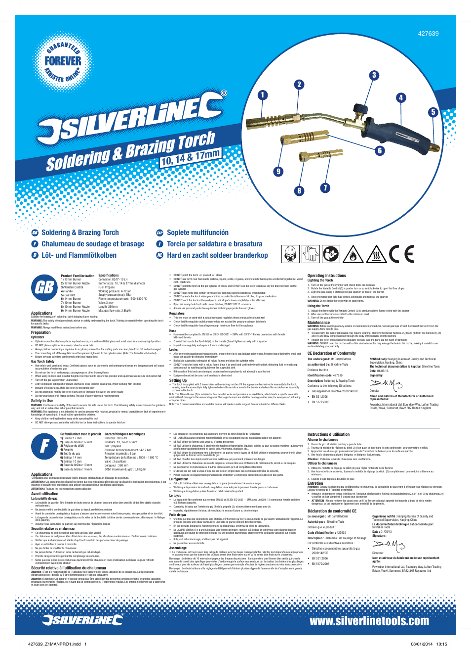 Silverline Soldering & Brazing Torch User Manual | 2 pages
