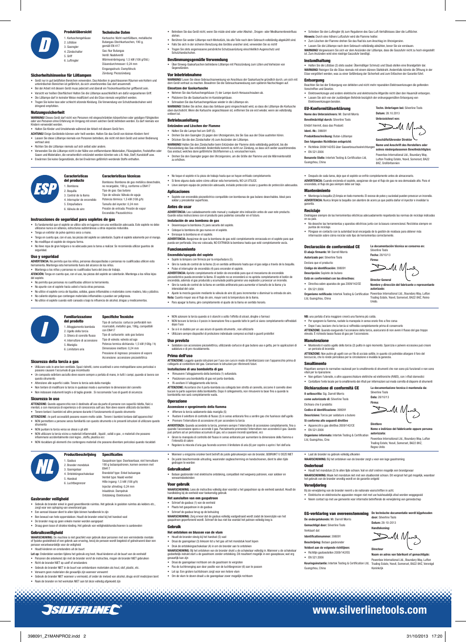 Silverline Butane Blow Torch User Manual | Page 2 / 2