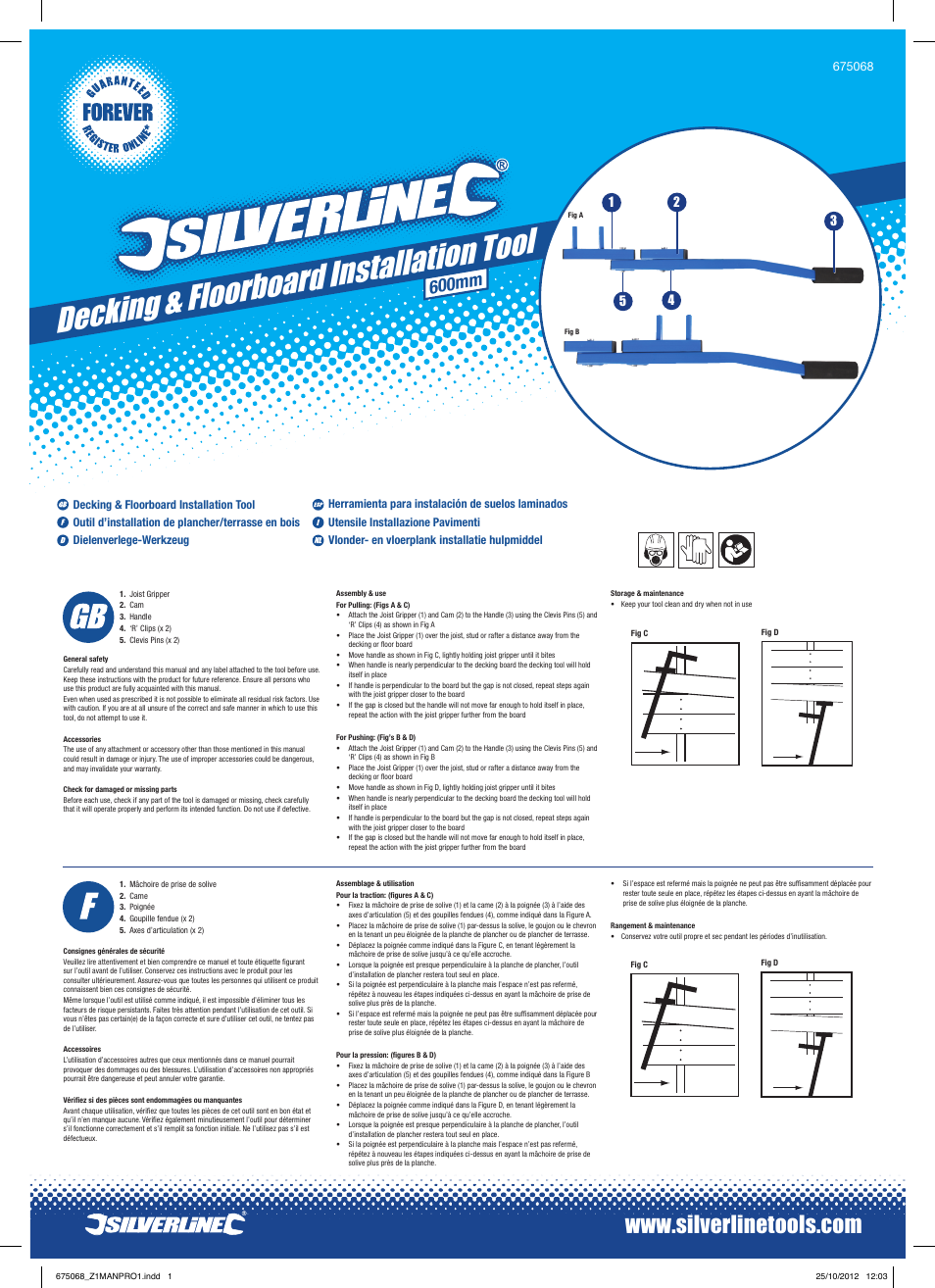 Silverline Decking & Flooring Installation Tool User Manual | 2 pages